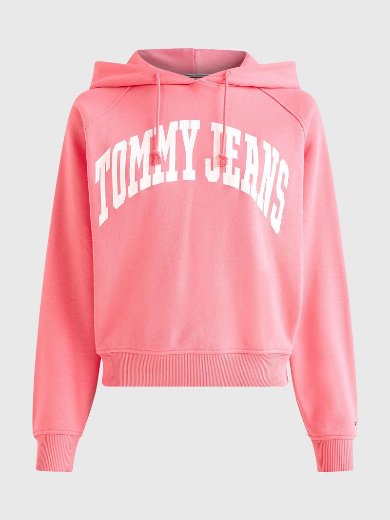 Női Tommy Hilfiger Tommy Logo Hoodies Rózsaszín | HU 166EBC